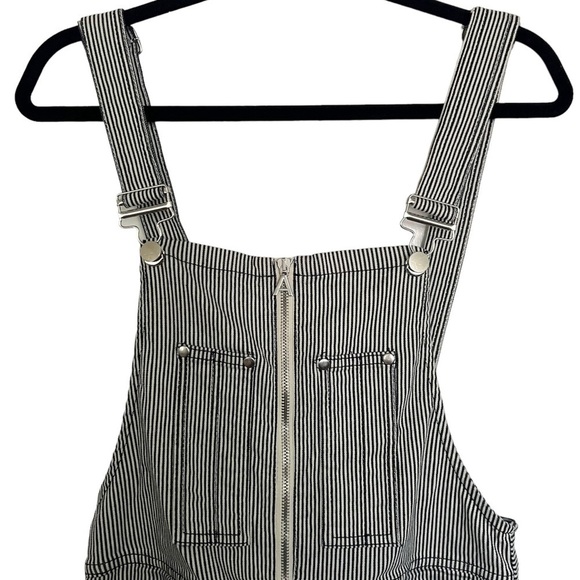 AlexaChung Blue White Stripe Zip Front Dungarees Overalls Size 27 - Picture 5 of 16